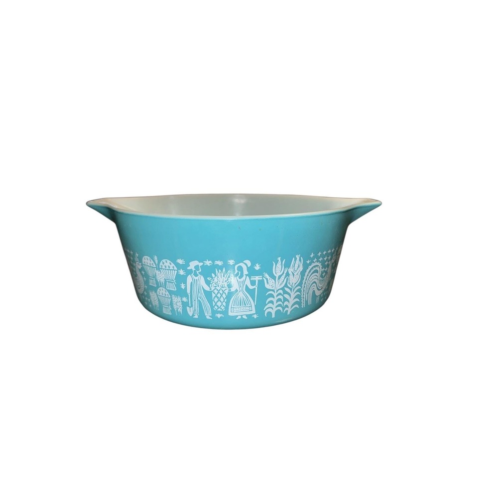 Vintage Pyrex Butterprint Turquoise Cinderella Mixing Bowl 442 2.5 Qt Amish